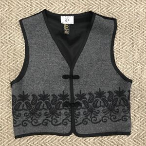 Vintage Y2K Vest Wool Embroidered size Small Made In USA